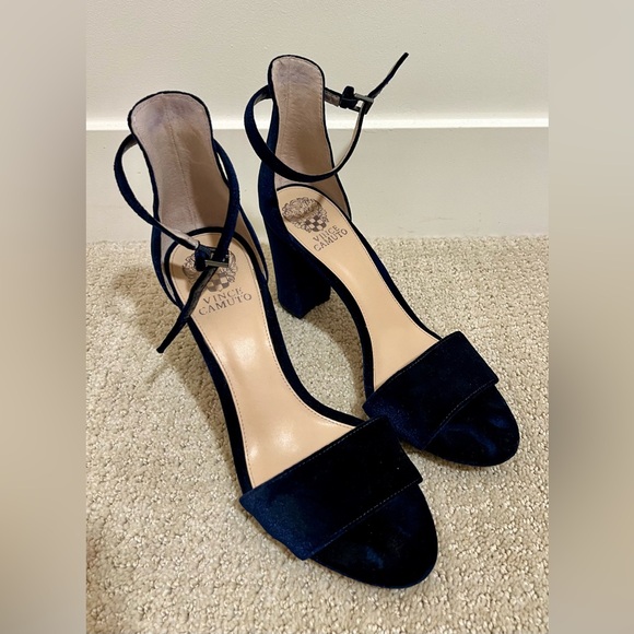 Blue Velvet Vince Camuto Block Heels - Picture 3 of 3